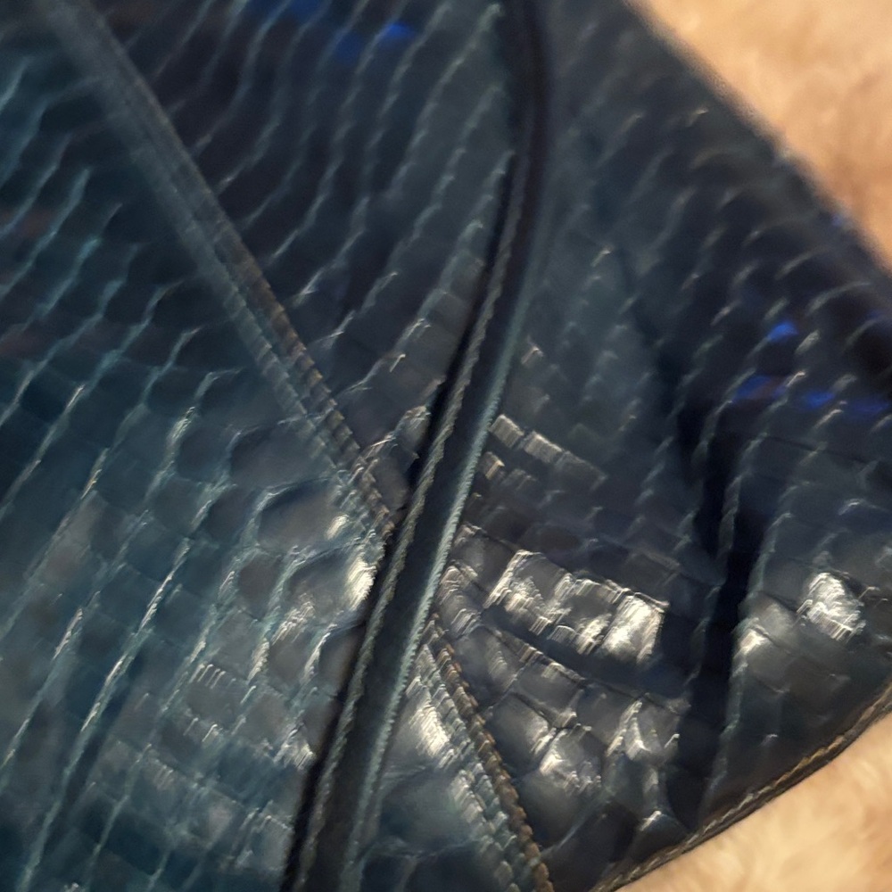 Vintage Navy Python Shoulder Bag - Classic Women'… - image 12